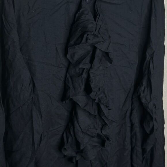 Y2K Morbid Threads Punk Goth Ruffle Long Sleeve Button Down Shirt Large - Picture 3 of 5